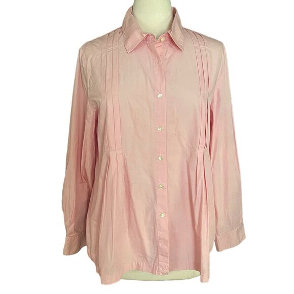 J. Jill Grown Up Pink Blouse Shirt Sz L Pleated Details Front and Back Button Up - Picture 5 of 11